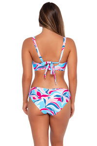 Back pose #1 of Taylor wearing Sunsets Making Waves Vienna V-Wire Top with matching Alana Reversible Hipster bikini bottom
