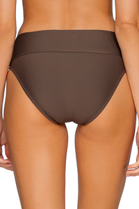 Back view of Sunsets On the Prowl Hannah High Waist Bottom showing folded waist
