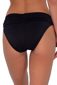 Back pose #1 of Gigi wearing Sunsets Black Seagrass Texture Unforgettable Bottom
