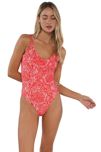 Active pose #1 of Jessica wearing Sunsets Majorca Veronica One Piece