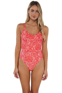 Front pose #1 of Jessica wearing Sunsets Majorca Veronica One Piece