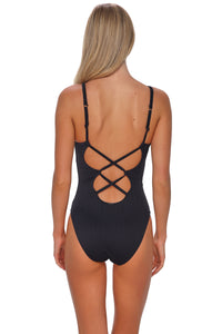 Sunsets Black Seagrass Texture Veronica One Piece