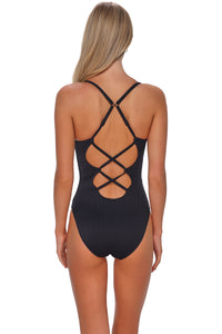 Sunsets Black Seagrass Texture Veronica One Piece