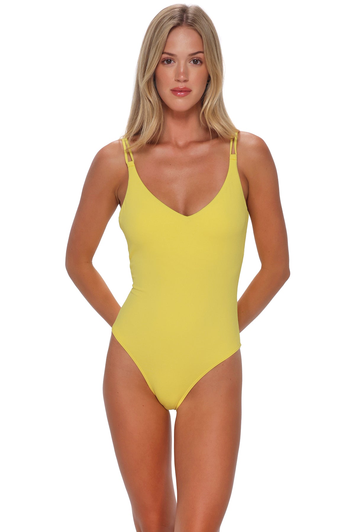 Pineapple Crepe Veronica One Piece: Women's V-Neck Swimsuit