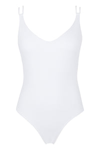 Front pose #1 of a floating garment shot featuring Sunsets White Lily Veronica One Piece