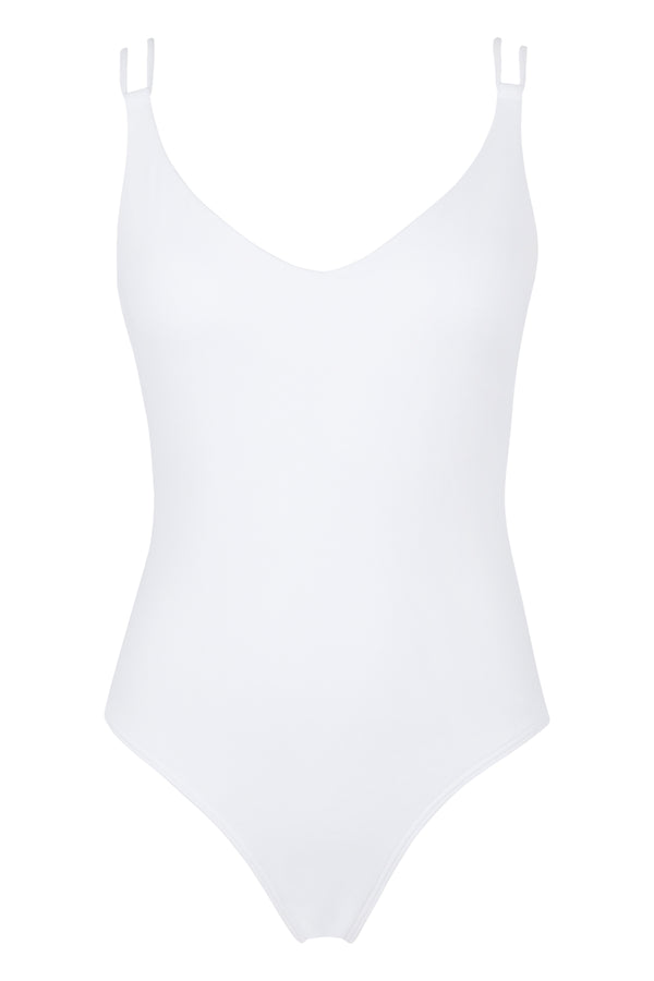 Front pose #1 of a floating garment shot featuring Sunsets White Lily Veronica One Piece