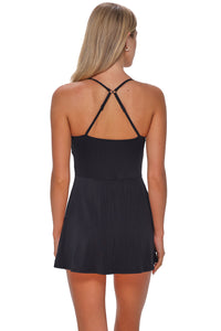 Sunsets Black Seagrass Texture Naomi Swim Dress