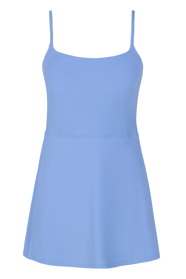 Front pose #1 of a floating garment shot featuring Sunsets Blue Whisper Naomi Swim Dress