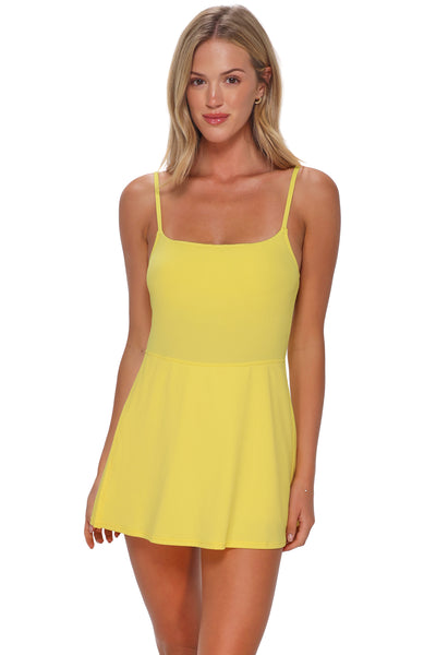 Sunsets Pineapple Crepe Naomi Swim Dress L / PNAPP / 130