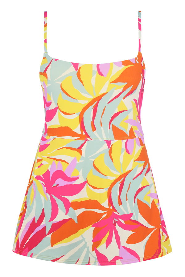 Front pose #1 of a floating garment shot featuring Sunsets Tropicolor Crepe Naomi Swim Dress