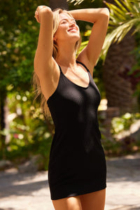 Pacifica Black Rib Zenya Dress Cover-Up