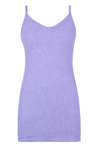 Front pose #1 of a floating garment shot featuring Pacifica by Sunsets Lilac Scrunch Zenya Dress Cover-Up