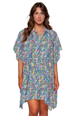 Front view of Sunsets Rainbow Falls Shore Thing Tunic