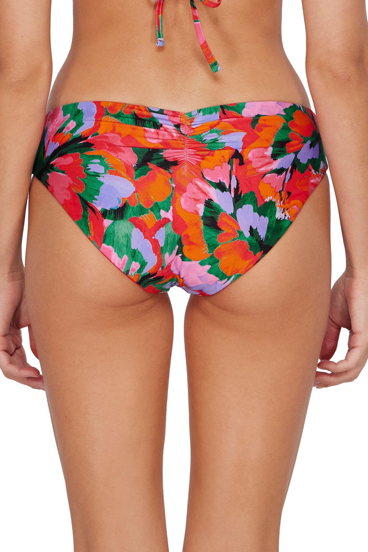 Back pose #1 of Daria wearing Sunsets Hummingbird Cove Alana Reversible Hipster Bottom