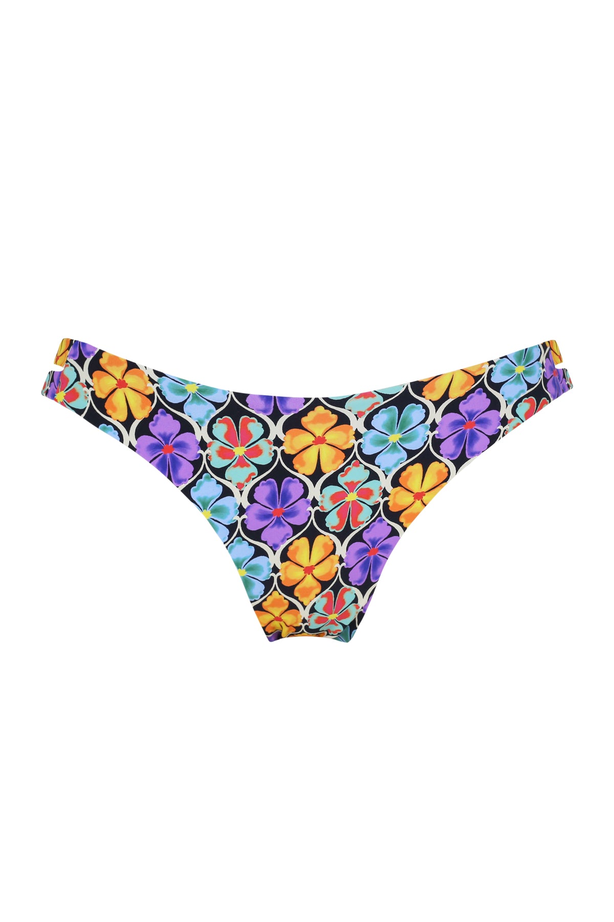 Trellis Blooms Dora Double Tab: Mid-Rise Bikini Bottom by Sunsets