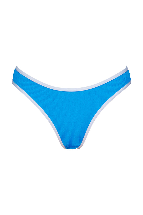 Front pose #1 of a floating garment shot featuring Pacifica Blueberry Sandy Scoop Bottom with Trim