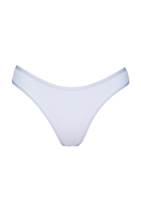 Front pose #1 of a floating garment shot featuring Pacifica Coconut Sorbet Sandy Scoop Bottom with Trim