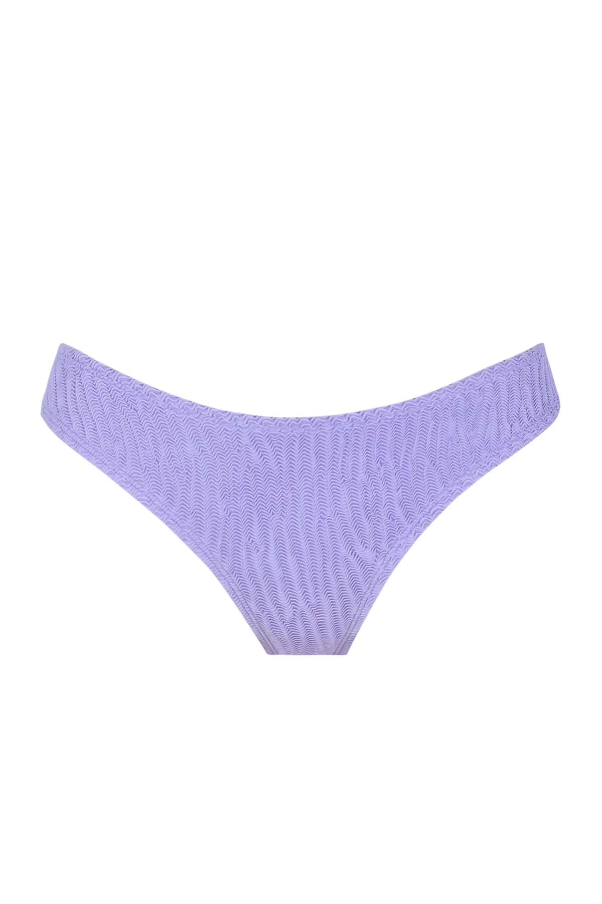 Front pose #1 of a floating garment shot featuring Pacifica by Sunsets Lilac Scrunch Sandy Scoop Bottom
