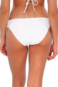 Back pose #1 of Daria wearing Sunsets White Lily Audra Hipster Bottom