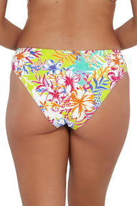 Back pose #2 of Taylor wearing Sunsets Botanical Bliss Sandbar Rib Collins Hipster Bottom