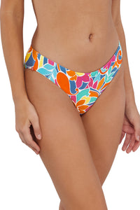 Quarter pose #2 of Jessica wearing Sunsets Festive Floral Sandbar Rib Collins Hipster Bottom