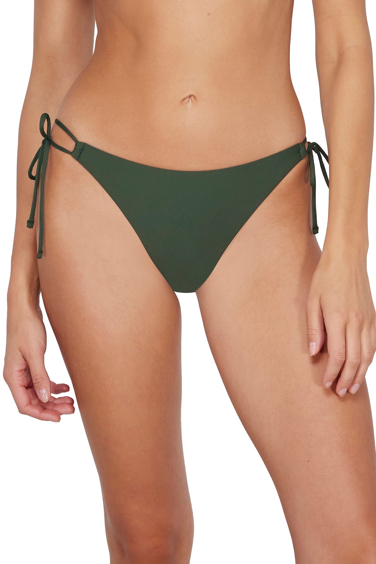 Front pose #2 of Daria wearing Sunsets Island Green Everlee Tie Side Bottom