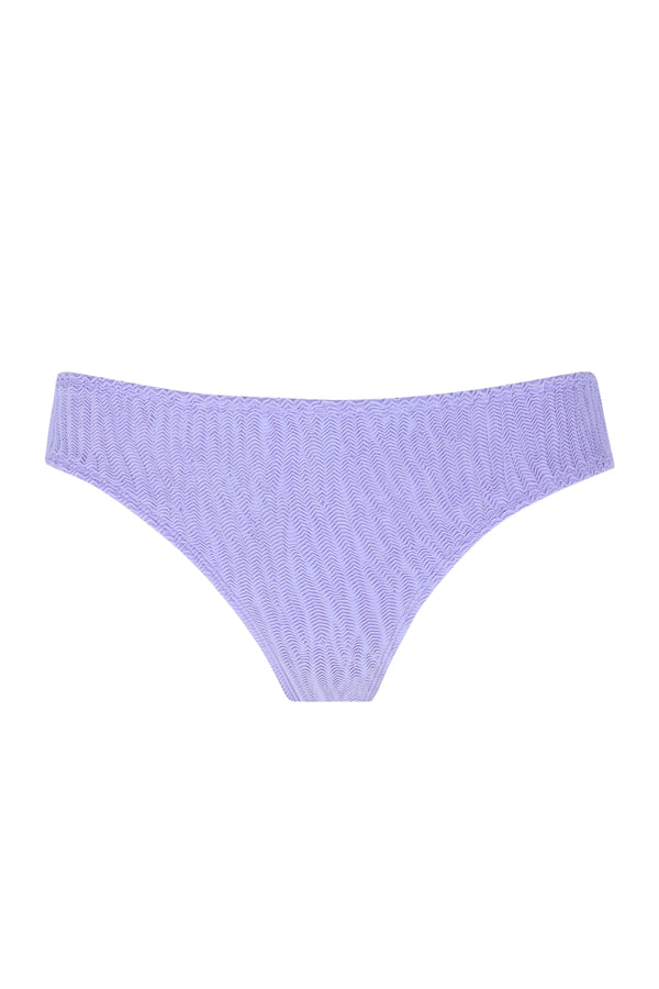 Front pose #1 of a floating garment shot featuring Pacifica by Sunsets Lilac Scrunch Penny Hipster Bottom