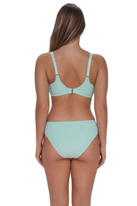Back pose #1 of Taylor wearing Pacifica by Sunsets Mint Scrunch Penny Hipster Bottom