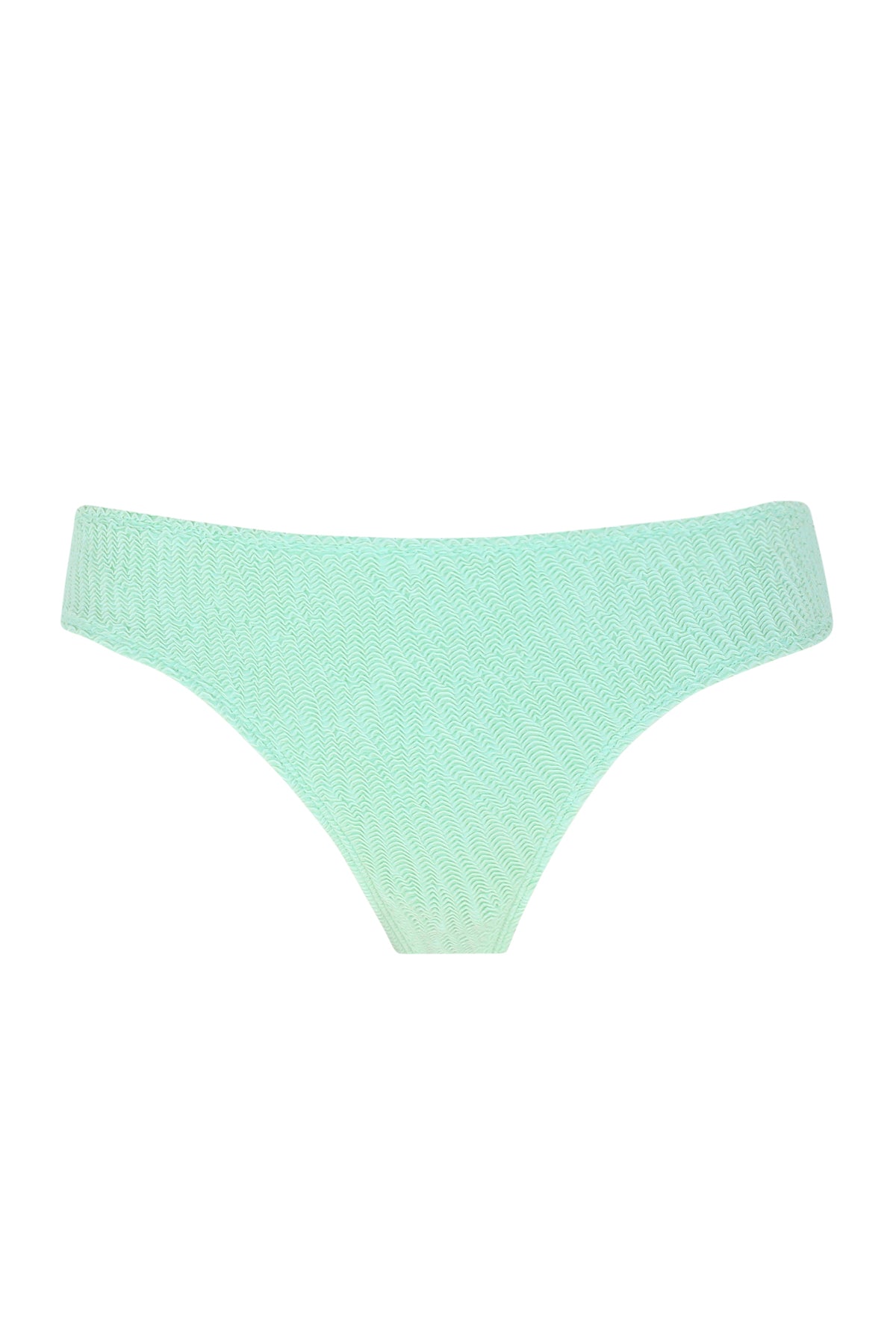 Front pose #1 of a floating garment shot featuring Pacifica by Sunsets Mint Scrunch Penny Hipster Bottom