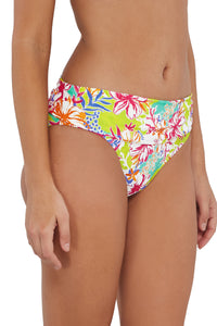 Quarter pose #1 of Jessica wearing Sunsets Botanical Bliss Sandbar Rib Unforgettable Bottom