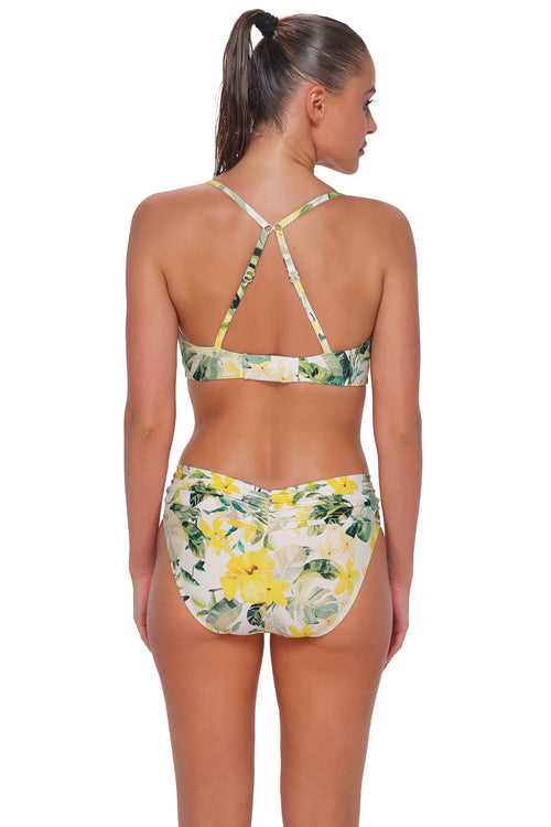 Back pose #1 of Daniella wearing Sunsets Isla Soleil Crepe Unforgettable Bottom