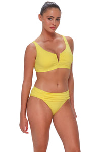 pose #1 of Daniella wearing Sunsets Pineapple Crepe Unforgettable Bottom