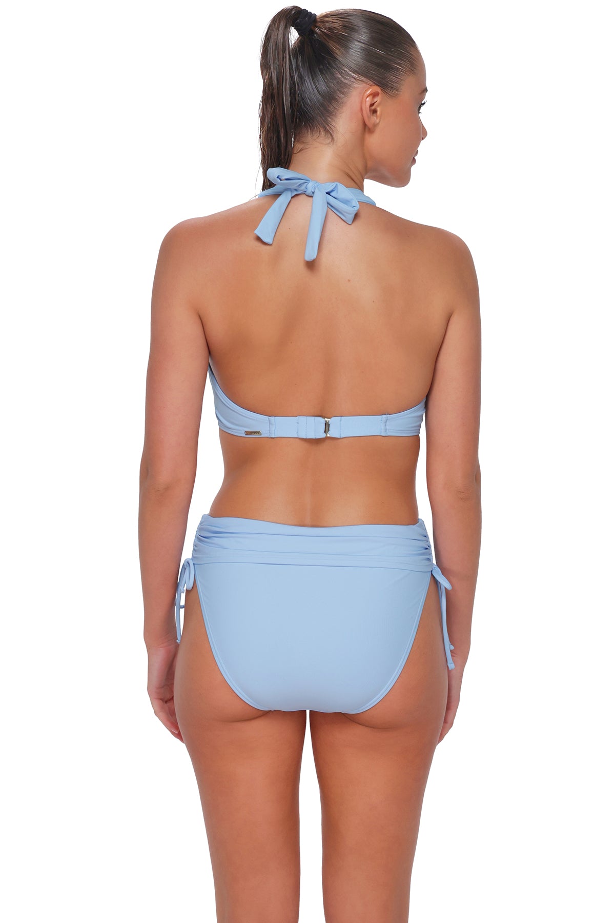 Blue Whisper Darci High Waist - Shirred Foldover Bikini Bottom