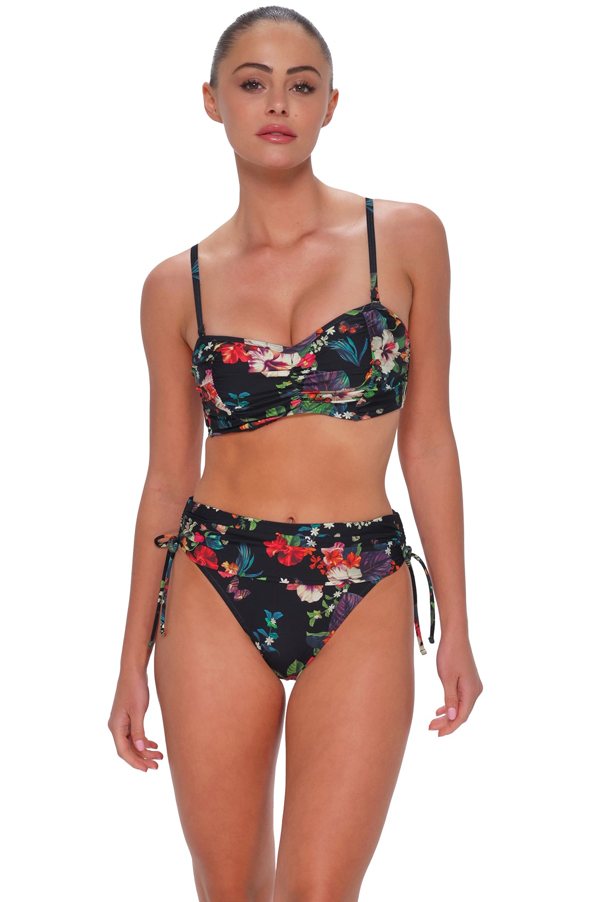 Fleur Noire Darci High Waist - Shirred Foldover Bikini Bottom