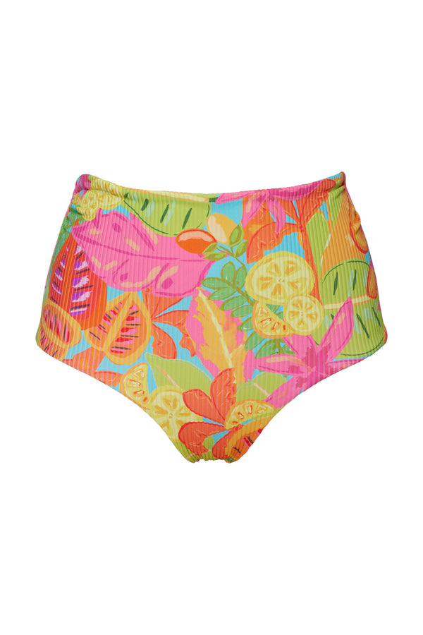 Front pose #1 of a floating garment shot featuring Sunsets Citrus Grove Sandbar Rib Capri High Waist Bottom