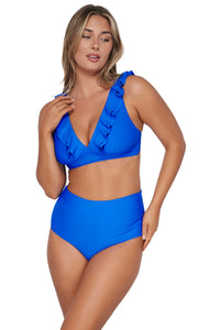 Sunsets Electric Blue Capri High Waist Bottom XS / ELEBL / 310B