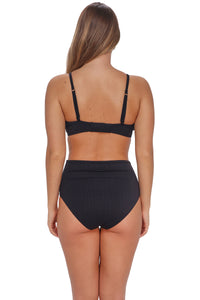 Sunsets Black Seagrass Texture Capri High Waist Bottom