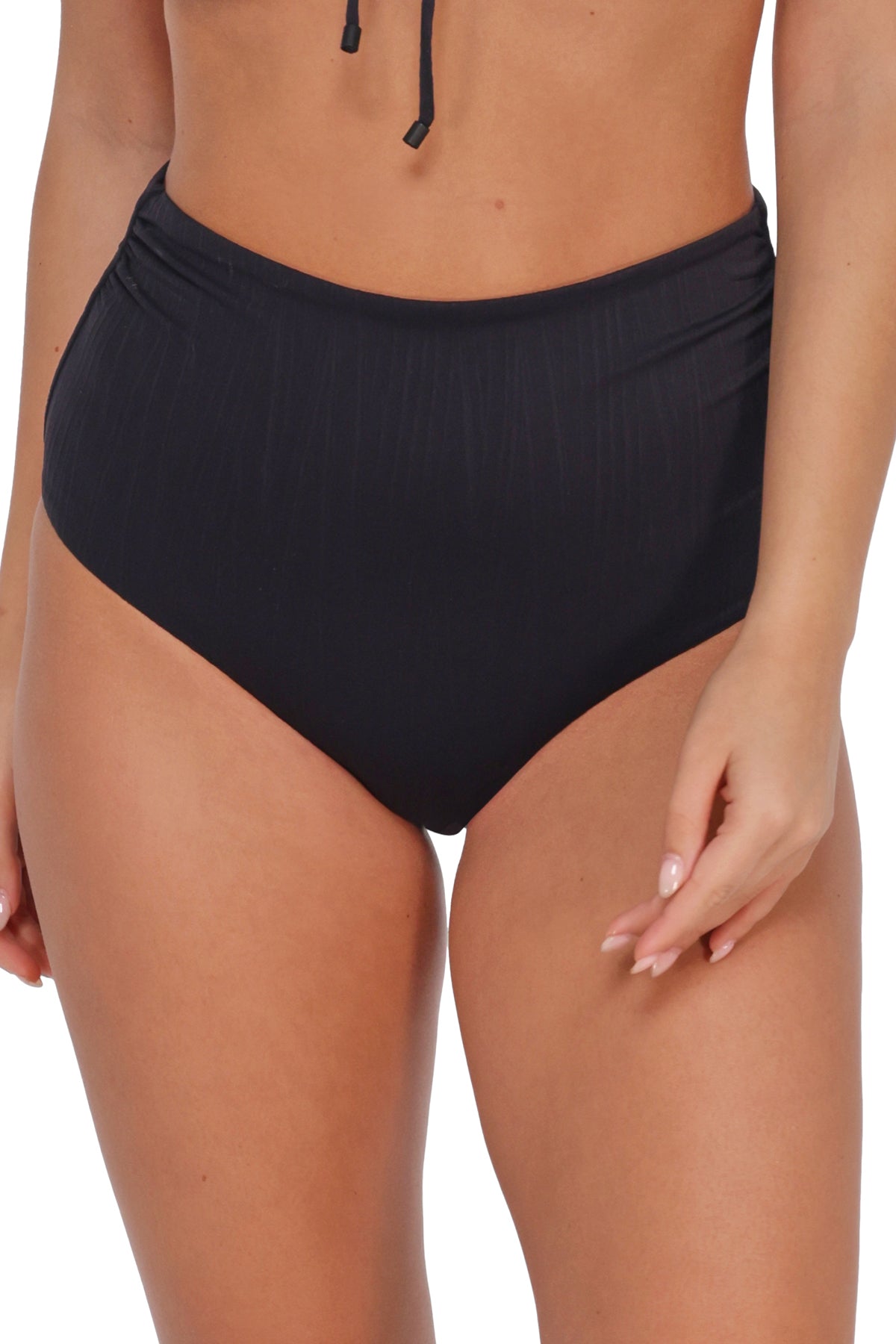 Sunsets Black Seagrass Texture Capri High Waist Bottom
