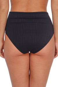 Sunsets Black Seagrass Texture Capri High Waist Bottom