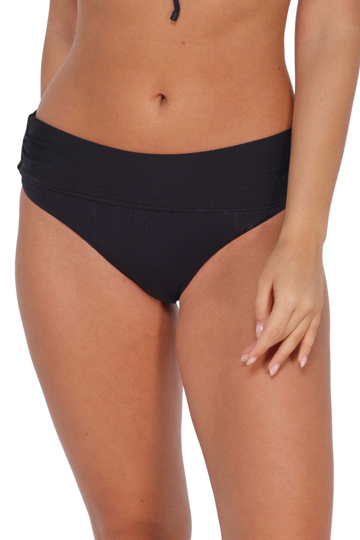 Sunsets Black Seagrass Texture Capri High Waist Bottom