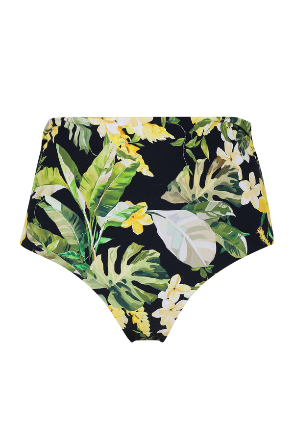 Front pose #1 of a floating garment shot featuring Sunsets Night Bloom Capri High Waist Bottom