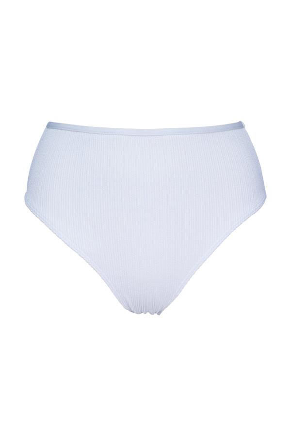 Front pose #1 of a floating garment shot featuring Pacifica Coconut Sorbet Astrid High Waist Bottom with Trim