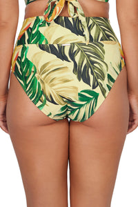 Back pose #1 of Taylor wearing Sunsets Amber Oasis Hannah High Waist Bottom