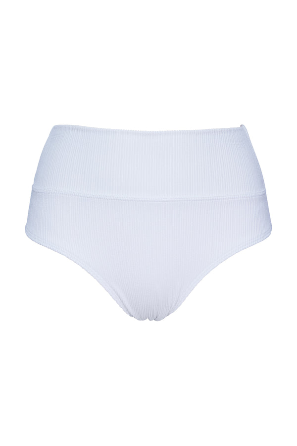 Front pose #1 of a floating garment shot featuring Pacifica Coconut Sorbet Hannah High Waist Bottom