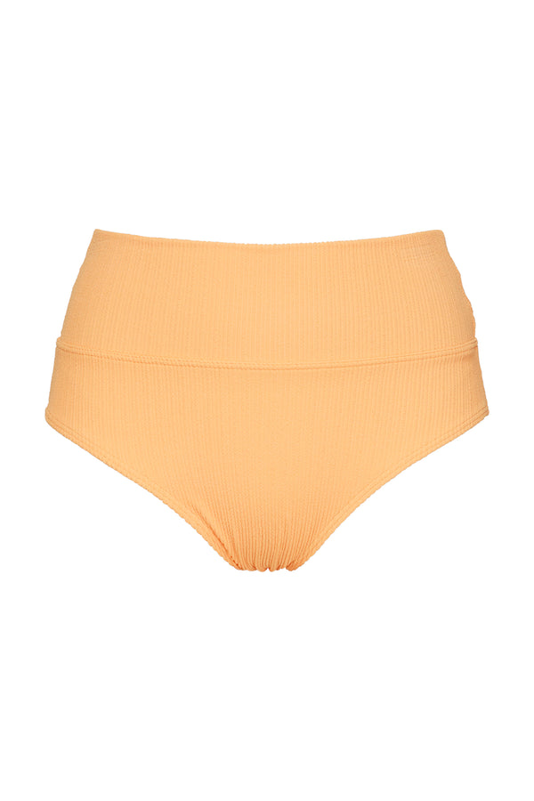 Front pose #1 of a floating garment shot featuring Pacifica Papaya Hannah High Waist Bottom