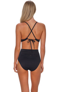 Sunsets Black Seagrass Texture Hannah High Waist Bottom