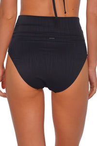 Sunsets Black Seagrass Texture Hannah High Waist Bottom