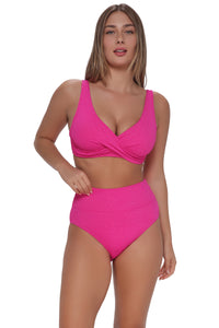 Pacifica Pink Diamond Lurex Hannah High Waist Bottom