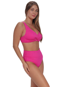 Pacifica Pink Diamond Lurex Hannah High Waist Bottom