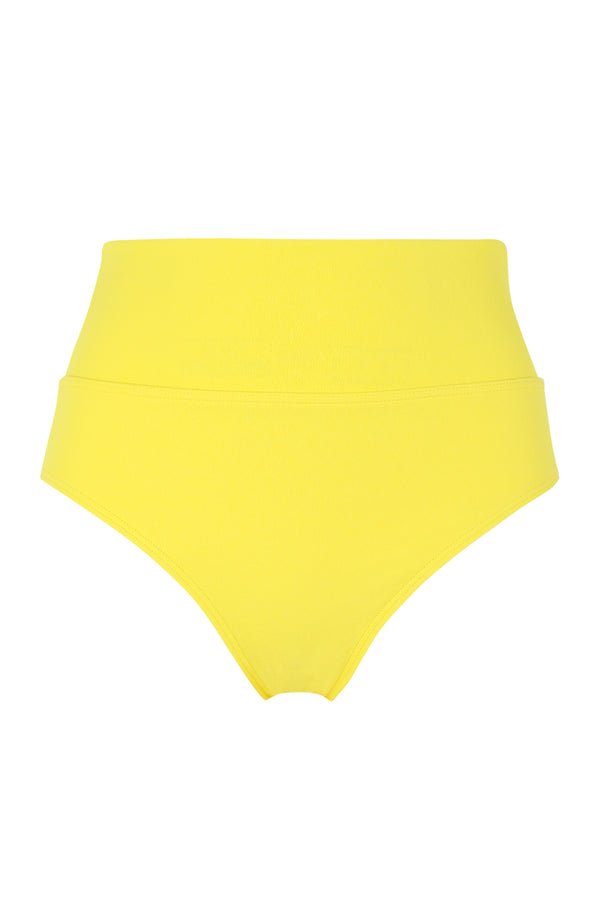 Front pose #1 of a floating garment shot featuring Sunsets Pineapple Crepe Hannah High Waist Bottom